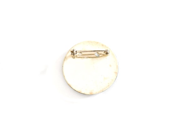 Kiyomizu Porcelain Bamboo Leaf Brooch showing the unglazed back side and attached metal pin clasp mechanism