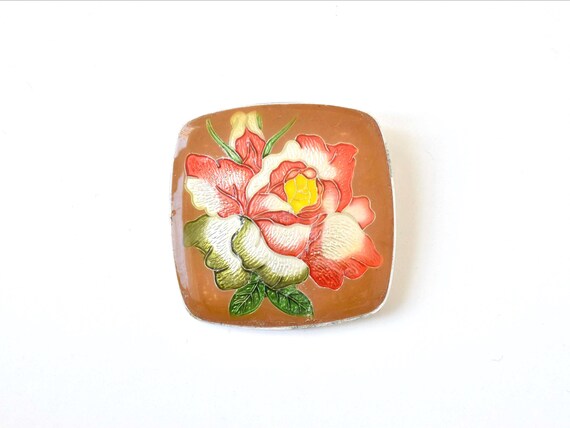 Japanese Floral Cloisonne Enamel Brooch