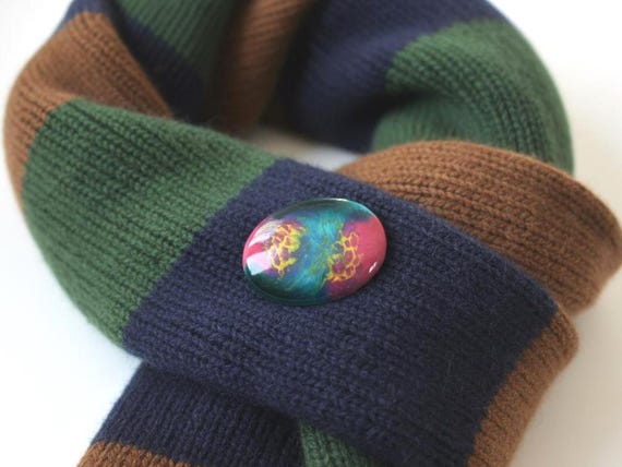 Kutani Ceramic Brooch Turquoise & Rosa