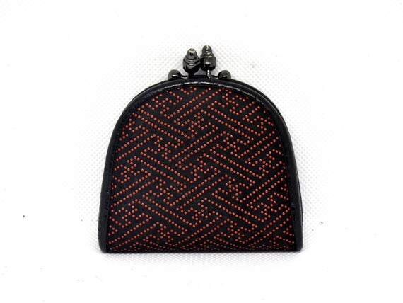 Japanese Deerskin Inden Coin Purse back view displaying the continuous Inden textile design