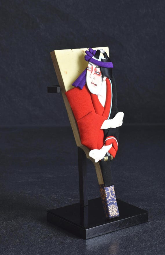 Japanese Hagoita Paddle With Kimono Doll