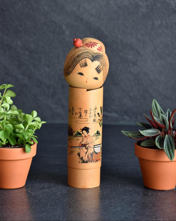 Sato Suigai Creative Kokeshi Doll handmade vintage Japanese wooden craft