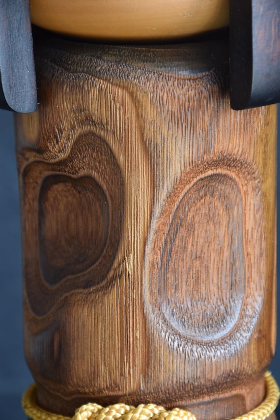 Usaburo Mori Kan Kokeshi Doll pattern detail showing carved wood grain