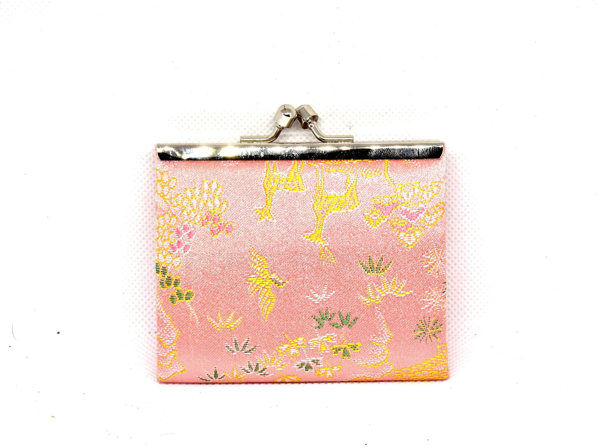 Nishijin-Ori Silk Coin Purse Deer Motif back view showing additional woven pattern details