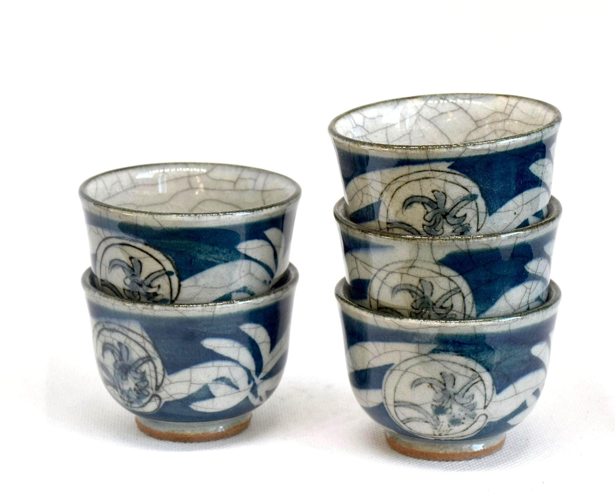 Tarōzaemon Kiln Imari sencha tea set group of five matching cups