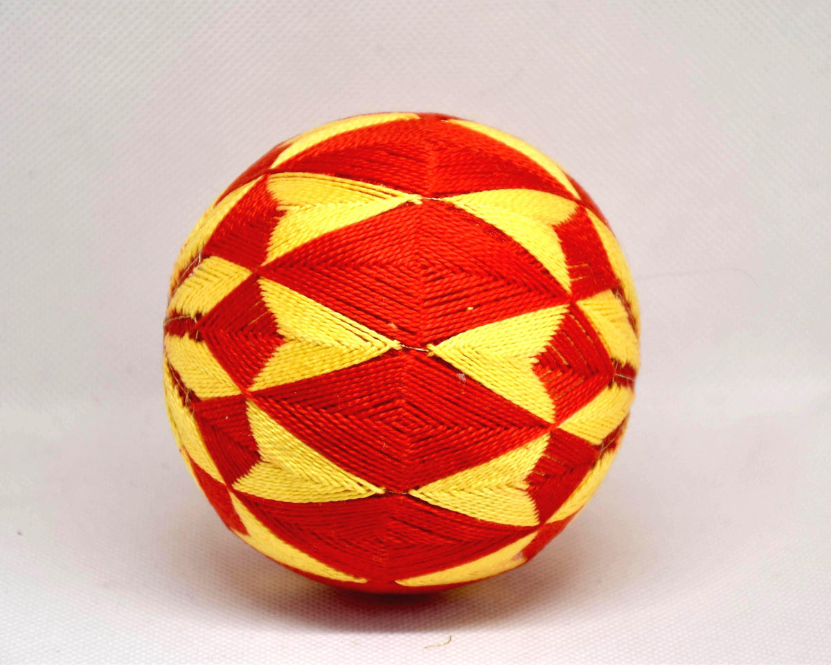 Hand-Embroidered Japanese Temari Ball Folk Art table scatter showing alternative pattern angle