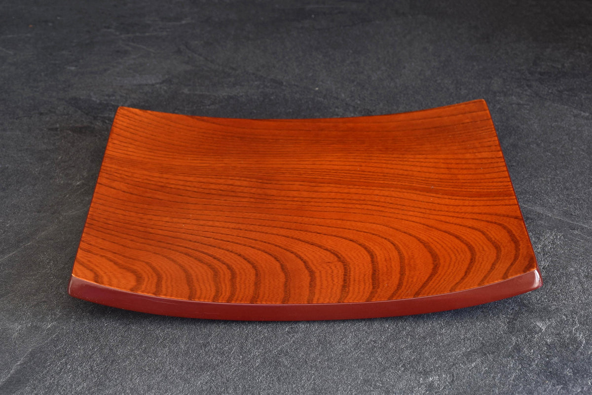 Takamatsu Keyaki Zelkova Wood Rectangular Serving Tray viewed from the front