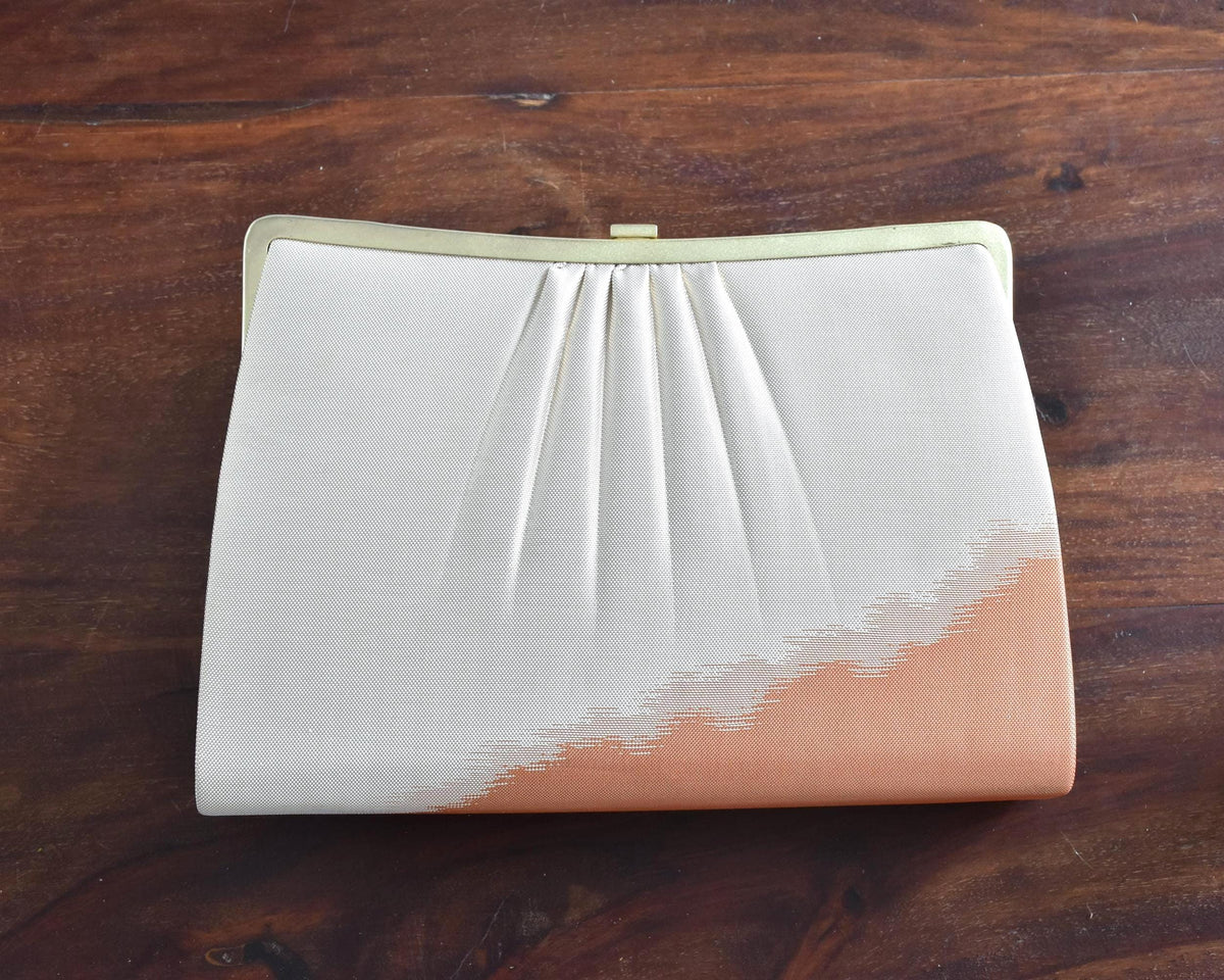Japanese Brocade Clutch Bag back view showing the plain gradient side of the vintage textile