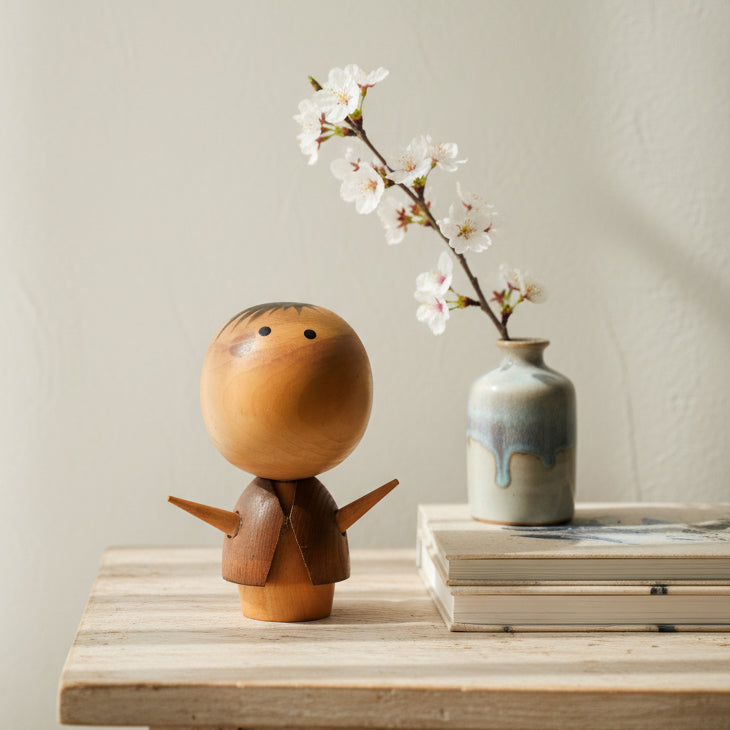 Traditional and creative (Sosaku) vintage Kokeshi dolls, hand-painted wooden figures signed by Japanese artisans.