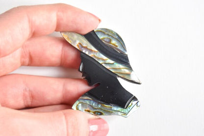 Abalone Shell Brooch - Silhouette With Hat