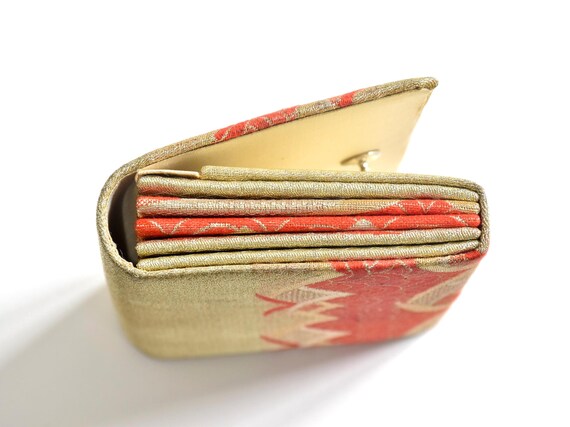 Gold Red Wave Silk Kimono Clutch