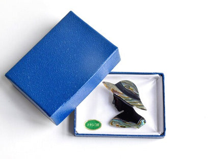 Abalone Shell Brooch - Silhouette With Hat