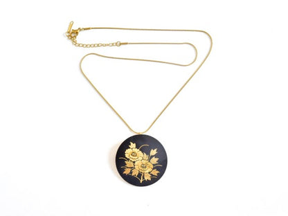 Damascene Peony Pendant Necklace Brooch