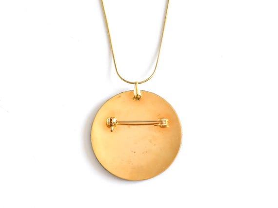 Damascene Peony Pendant Necklace Brooch