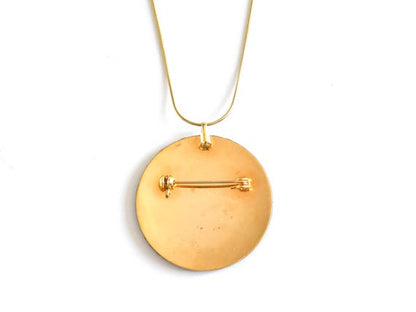 Damascene Peony Pendant Necklace Brooch
