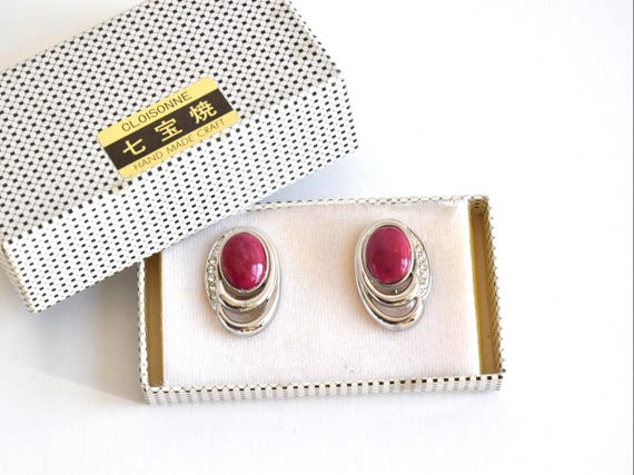 Japanese Cloisonné Sakura Earrings