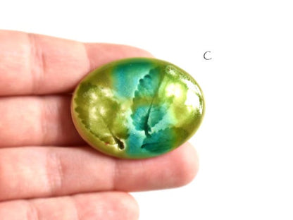 Kutani Ceramic Brooch Leaf Motif