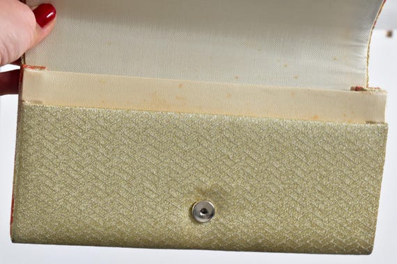 Japanese Silk Kimono Clutch | Gold Red Wave Purse