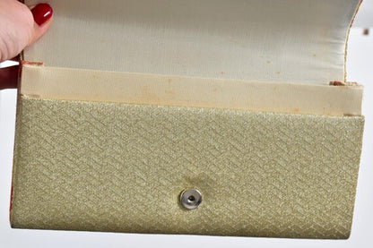 Gold Red Wave Silk Kimono Clutch