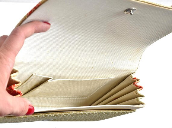 Gold Red Wave Silk Kimono Clutch