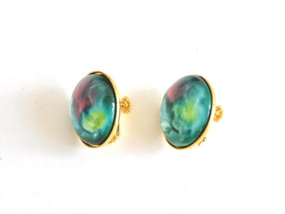 Kutani Ware Ceramic Earrings showing marbled pattern detail and clasps