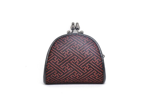 Japanese Deerskin Inden Coin Purse Geometric