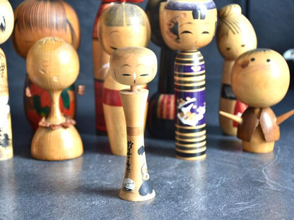 Kokeshi Doll: Elder Figure & Calligraphy