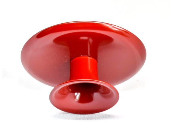Red Lacquer Pedestal Plate With Gold Motif