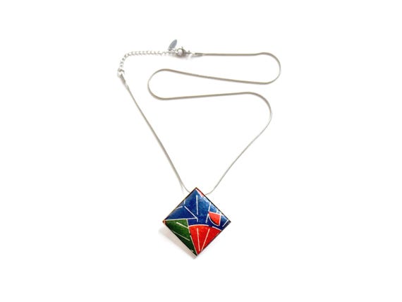 Washi Paper Geometric Brooch Pendant