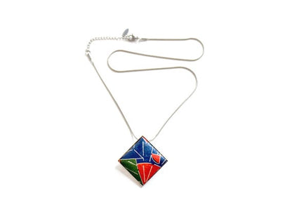 Washi Paper Geometric Brooch Pendant
