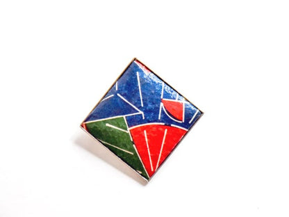 Washi Paper Geometric Brooch Pendant