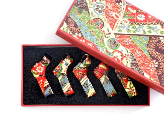 Washi Paper Chopstick Rests Set Of 5, Kimono Pattern
