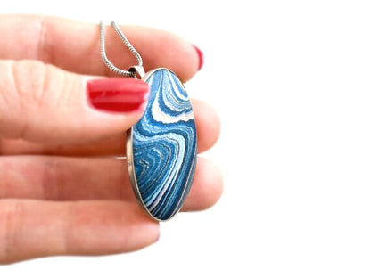 Suminagashizome Marble Fabric Brooch Pendant
