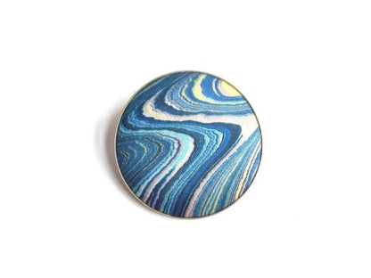Aizome Suminagashi Brooch Pendant
