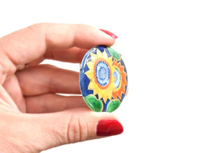 Porcelain Floral Brooch - Handpainted Sunflowers