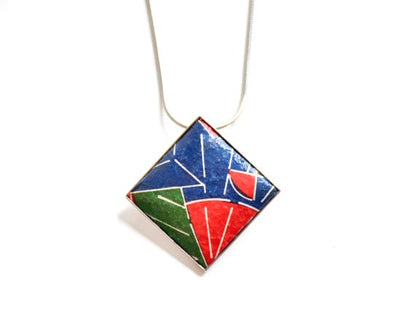 Washi Paper Geometric Brooch Pendant