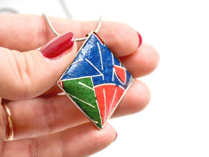 Washi Paper Geometric Brooch Pendant