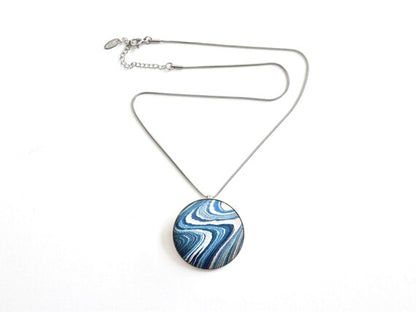 Suminagashizome Marble Fabric Brooch Pendant