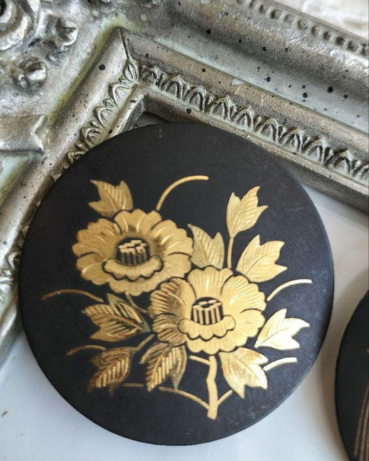 Damascene Peony Pendant Necklace Brooch