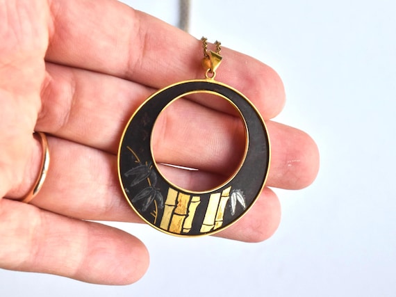 Amita Damascene Pendant Necklace