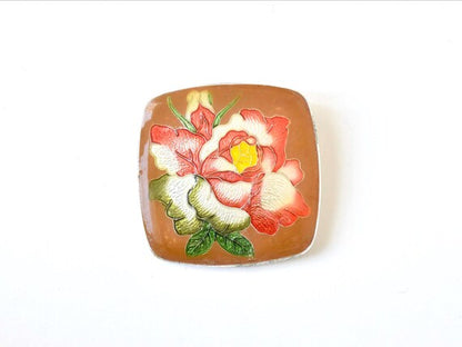 Japanese Floral Cloisonne Enamel Brooch