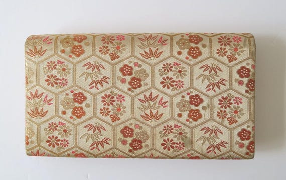 Hexagonal Floral Kimono Clutch front view centered on white background