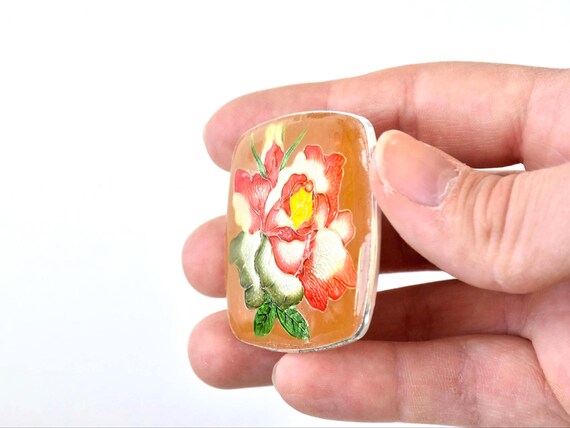 Japanese Floral Cloisonne Enamel Brooch