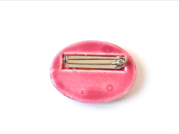 Kutani Ceramic Brooch Pink Rosa