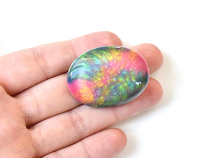 Kutani Pink & Green Ceramic Brooch