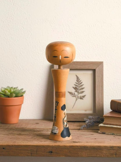 Kokeshi Doll: Elder Figure & Calligraphy