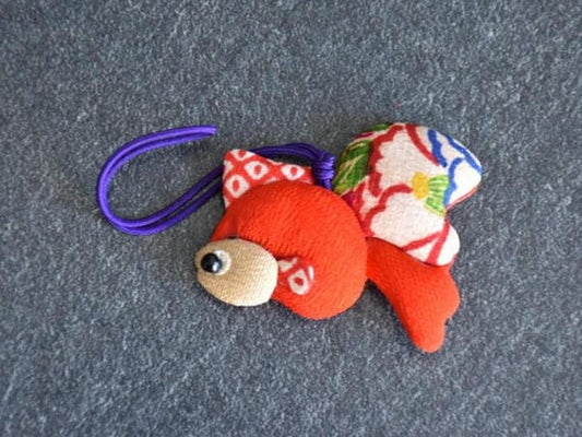 Chirimen Silk Goldfish Ornament