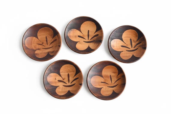 Kaga-Bori Wooden Coasters (Set Of 5)