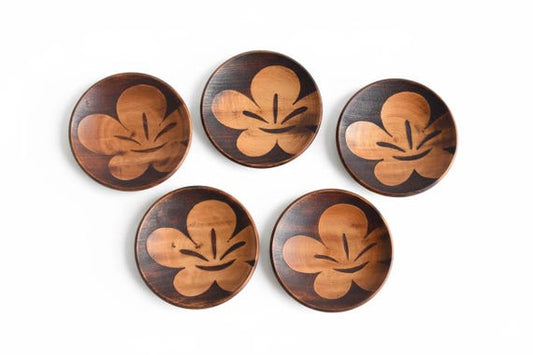 Kaga-Bori Wooden Coasters (Set Of 5)
