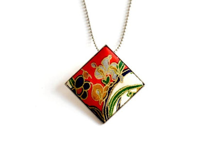 Washi Paper Brooch Pendant Necklace